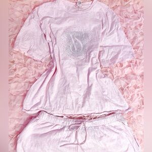 Victoria’s Secret rhinestone bling shirt and shorts set